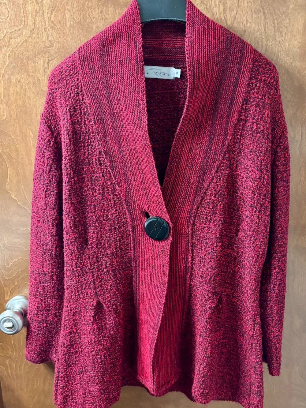 Willow Red and Black Marbled Knit cardigan jacket Size S